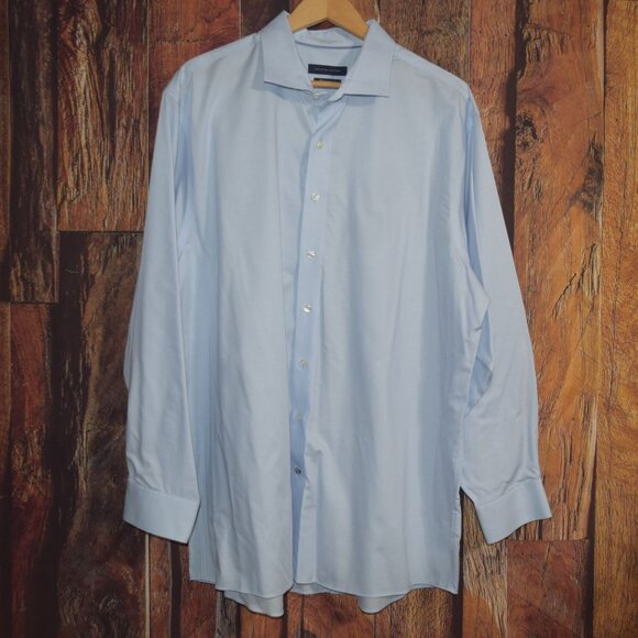 TOMMY HILFIGER Men's 18.5 35/36 TH FLEX Tall Fit Light Blue Dress Shirt - Picture 1 of 6